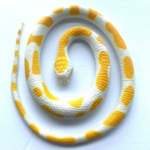 White & Yellow Soft Rubber Toy Snake 40” Long